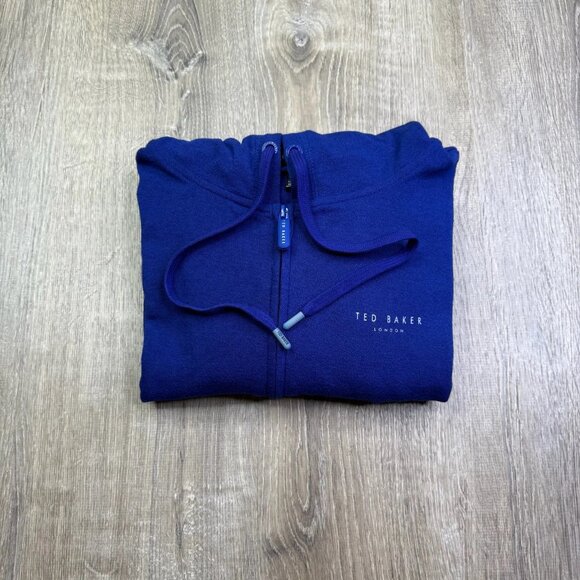 Ted Baker London Mens Blue Classic Logo Comfort Regular Full Zip Hoodie Medium - Picture 1 of 10